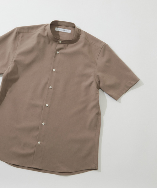 MEN'S MELROSE（メンズメルローズ）の「REFLAXウェザーストレッチバンドカラーシャツ（シャツ/ブラウス・メンズ・ベージュ/チャコールグレー/ライトベージュ/グレイッシュベージュ・3/2/4）」の9枚目の写真