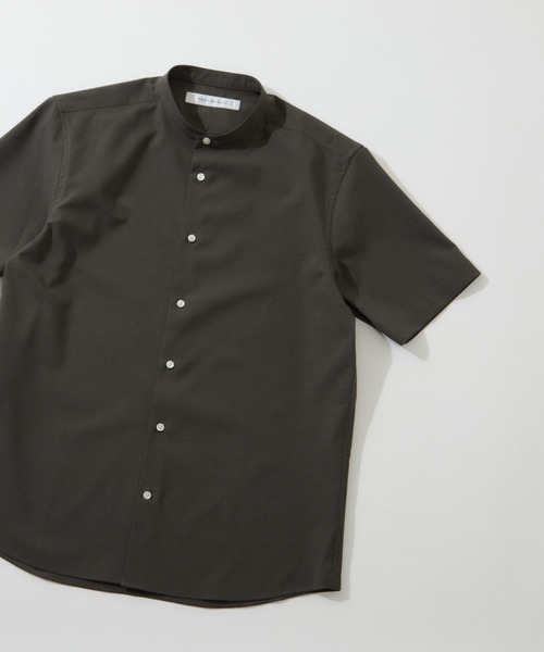 MEN'S MELROSE（メンズメルローズ）の「REFLAXウェザーストレッチバンドカラーシャツ（シャツ/ブラウス・メンズ・ベージュ/チャコールグレー/ライトベージュ/グレイッシュベージュ・3/2/4）」の8枚目の写真