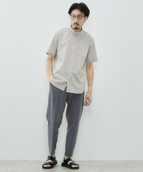 MEN'S MELROSE（メンズメルローズ）の「REFLAXウェザーストレッチバンドカラーシャツ（シャツ/ブラウス・メンズ・ベージュ/チャコールグレー/ライトベージュ/グレイッシュベージュ・3/2/4）」の7枚目の写真