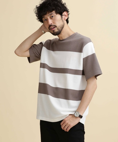 NANO universe（ナノユニバース）の「LB.04/パイナップルパネルボーダーTシャツ（Tシャツ/カットソー・メンズ・その他1/その他2/その他3・S/XL/M/L）」の2枚目の写真