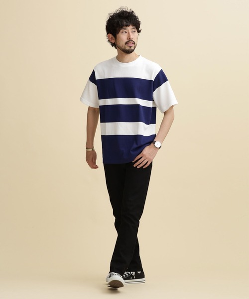 NANO universe（ナノユニバース）の「LB.04/パイナップルパネルボーダーTシャツ（Tシャツ/カットソー・メンズ・その他1/その他2/その他3・S/XL/M/L）」の6枚目の写真