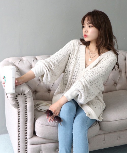 ROYAL PARTY（ロイヤルパーティー）の「ミディ丈カーディガン（カーディガン/ボレロ・レディース・ブラック/ベージュ/オフホワイト・FREE）」の7枚目の写真