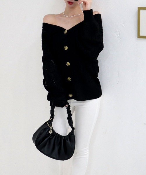 ROYAL PARTY（ロイヤルパーティー）の「ミディ丈カーディガン（カーディガン/ボレロ・レディース・ブラック/ベージュ/オフホワイト・FREE）」の20枚目の写真