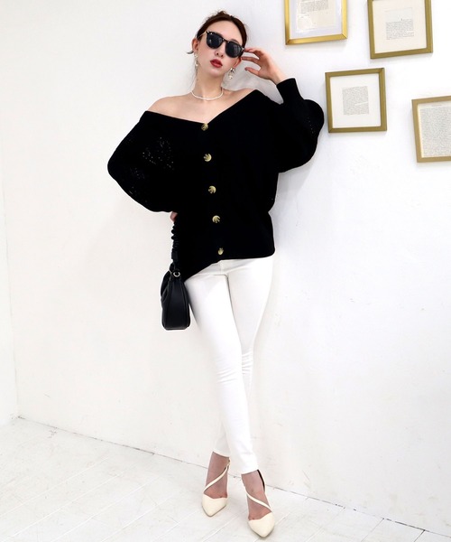 ROYAL PARTY（ロイヤルパーティー）の「ミディ丈カーディガン（カーディガン/ボレロ・レディース・ブラック/ベージュ/オフホワイト・FREE）」の22枚目の写真