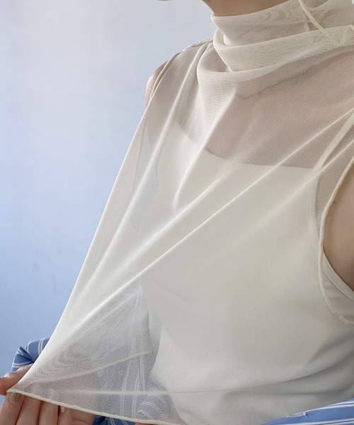 chuclla(チュクラ)の「シアーマルチトップス chwj22s07(Tシャツ/カットソー・レディース・アイボリー/ブラック・FREE)」の12枚目の写真