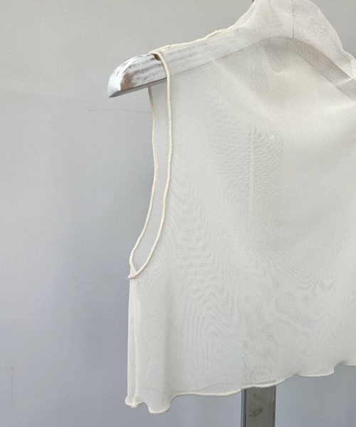 chuclla(チュクラ)の「シアーマルチトップス chwj22s07(Tシャツ/カットソー・レディース・アイボリー/ブラック・FREE)」の7枚目の写真