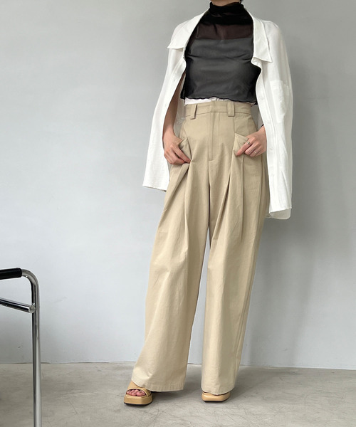 chuclla(チュクラ)の「シアーマルチトップス chwj22s07(Tシャツ/カットソー・レディース・アイボリー/ブラック・FREE)」の15枚目の写真