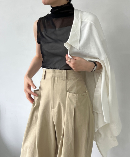 chuclla(チュクラ)の「シアーマルチトップス chwj22s07(Tシャツ/カットソー・レディース・アイボリー/ブラック・FREE)」の16枚目の写真