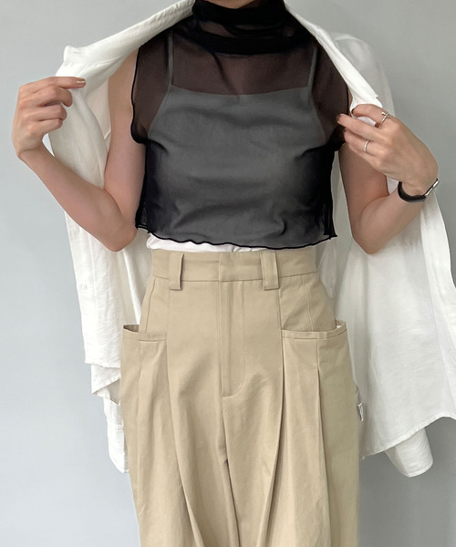 chuclla(チュクラ)の「シアーマルチトップス chwj22s07(Tシャツ/カットソー・レディース・アイボリー/ブラック・FREE)」の17枚目の写真