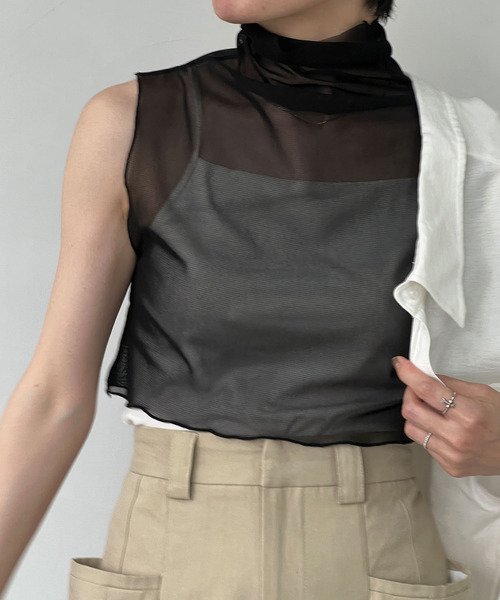 chuclla(チュクラ)の「シアーマルチトップス chwj22s07(Tシャツ/カットソー・レディース・アイボリー/ブラック・FREE)」の18枚目の写真