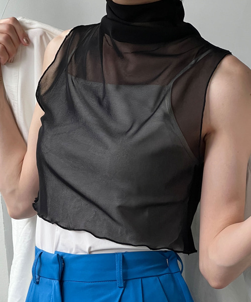 chuclla(チュクラ)の「シアーマルチトップス chwj22s07(Tシャツ/カットソー・レディース・アイボリー/ブラック・FREE)」の19枚目の写真