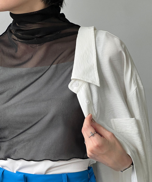 chuclla(チュクラ)の「シアーマルチトップス chwj22s07(Tシャツ/カットソー・レディース・アイボリー/ブラック・FREE)」の20枚目の写真