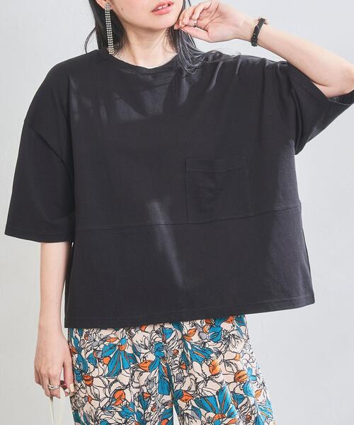 coen(コーエン)の「梨地ワイドポケットTシャツ(Tシャツ/カットソー・レディース・ブラック/レッド/オフホワイト/ダークグリーン・L/M)」の3枚目の写真