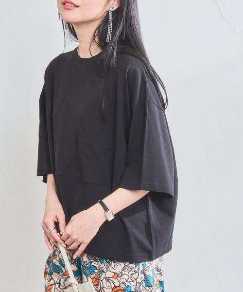 coen(コーエン)の「梨地ワイドポケットTシャツ(Tシャツ/カットソー・レディース・ブラック/レッド/オフホワイト/ダークグリーン・L/M)」の15枚目の写真