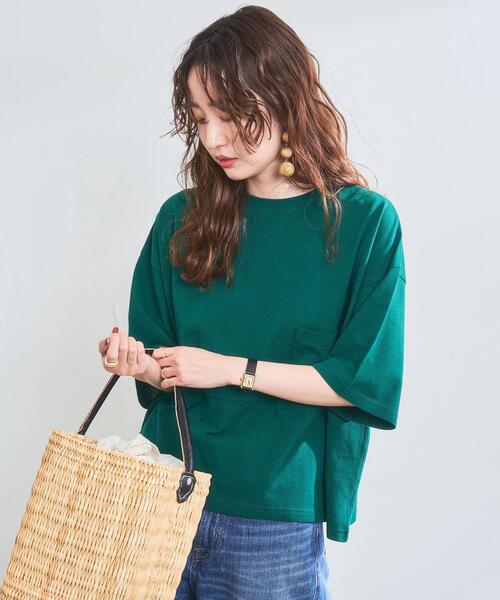 coen(コーエン)の「梨地ワイドポケットTシャツ(Tシャツ/カットソー・レディース・ブラック/レッド/オフホワイト/ダークグリーン・L/M)」の11枚目の写真