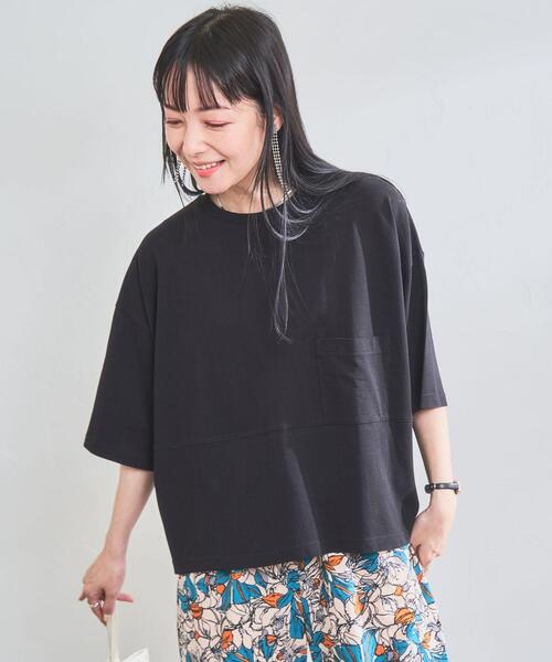 coen(コーエン)の「梨地ワイドポケットTシャツ(Tシャツ/カットソー・レディース・ブラック/レッド/オフホワイト/ダークグリーン・L/M)」の13枚目の写真