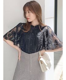 ハーフスリーブレースブラウス