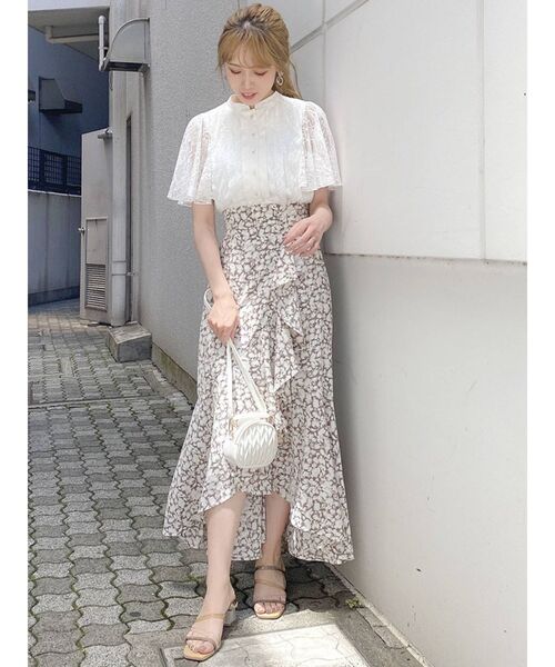 dazzlin（ダズリン）の「ハーフスリーブレースブラウス（シャツ/ブラウス・レディース・オフホワイト/ブラウン/ブラック・FREE）」の5枚目の写真