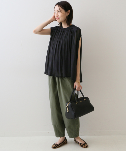 SLOBE IENA(スローブイエナ)の「チュールレイヤードプルオーバー(Tシャツ/カットソー・レディース・チャコールグレー/ブラック・FREE)」の4枚目の写真