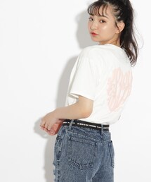 PINK-latte | 【コットン100％/オーガニックコットン/サステナブル】バックハートぷっくりロゴTシャツ(Tシャツ/カットソー)