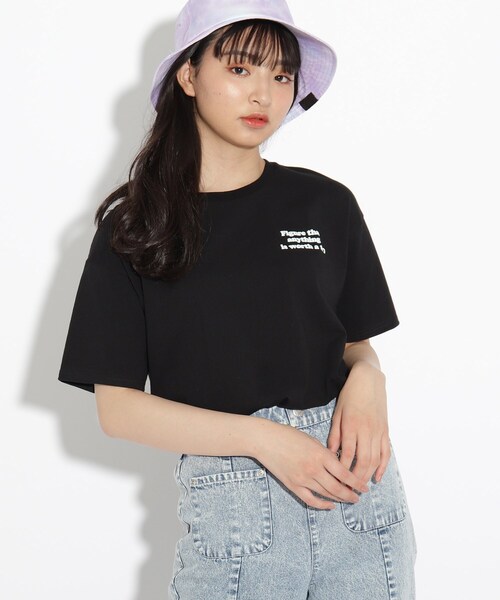 PINK-latte（ピンクラテ）の「◆【コットン100％/オーガニックコットン/サステナブル/ニコラ掲載商品】バックハートぷっくりロゴTシャツ（Tシャツ/カットソー・キッズ・ブラック/オフホワイト/ライトグリーン/ベビーピンク・15 /14/16）」の14枚目の写真