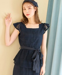 tocco closet | ウエストりぼん付きスクエアネックレーストップス(シャツ/ブラウス)