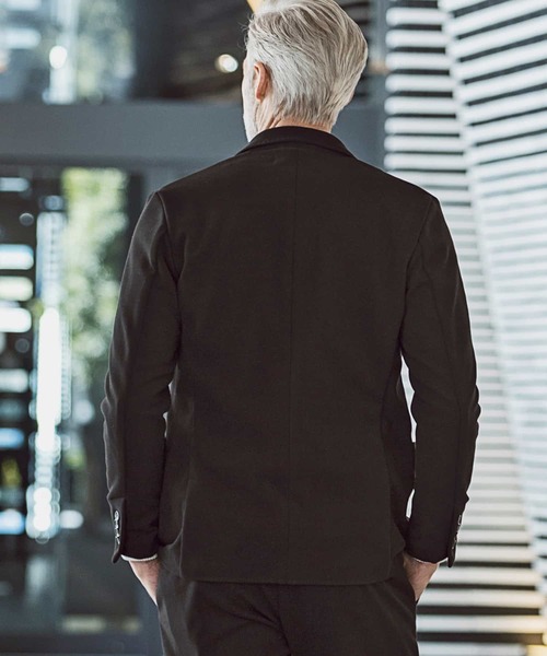 1piu1uguale3 RELAX（ウノピュウノウグァーレトレリラックス）の「1PIU1UGUALE3 RELAX(ウノピゥウノウグァーレトレ)3ロゴブラッシュドジャケット（テーラードジャケット・メンズ・ブラック/カーキ・S/M/L/XL/XXL）」の4枚目の写真