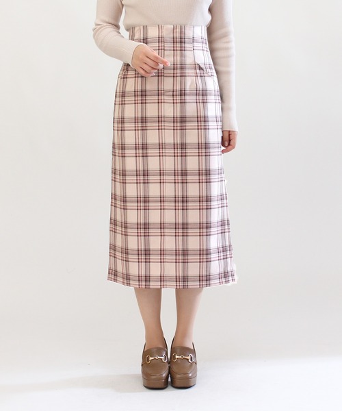 ASTORIA ODIER(アストリアオディール)の「バックスピンドルチェックタイトスカート(スカート・レディース・ブラウン/ベージュ・SMALL/MEDIUM/LARGE)」の3枚目の写真