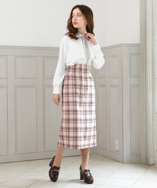 ASTORIA ODIER(アストリアオディール)の「バックスピンドルチェックタイトスカート(スカート・レディース・ブラウン/ベージュ・SMALL/MEDIUM/LARGE)」の13枚目の写真