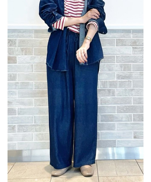 Lugnoncure（ルノンキュール）の「デニム／カラーイージーパンツ（デニムパンツ・レディース・ブラック/ベージュ/ネイビー/オレンジ・ﾌﾘ-）」の4枚目の写真