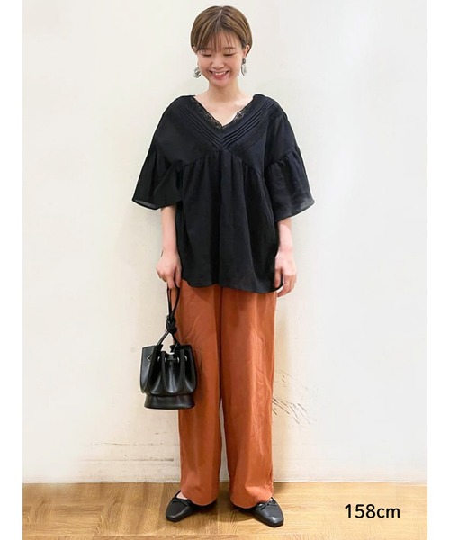 Lugnoncure（ルノンキュール）の「デニム／カラーイージーパンツ（デニムパンツ・レディース・ブラック/ベージュ/ネイビー/オレンジ・ﾌﾘ-）」の7枚目の写真