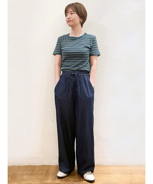 Lugnoncure（ルノンキュール）の「デニム／カラーイージーパンツ（デニムパンツ・レディース・ブラック/ベージュ/ネイビー/オレンジ・ﾌﾘ-）」の6枚目の写真