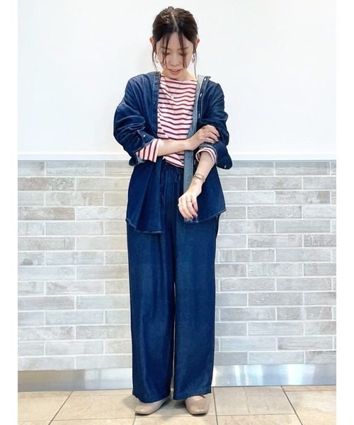 Lugnoncure（ルノンキュール）の「デニム／カラーイージーパンツ（デニムパンツ・レディース・ブラック/ベージュ/ネイビー/オレンジ・ﾌﾘ-）」の8枚目の写真