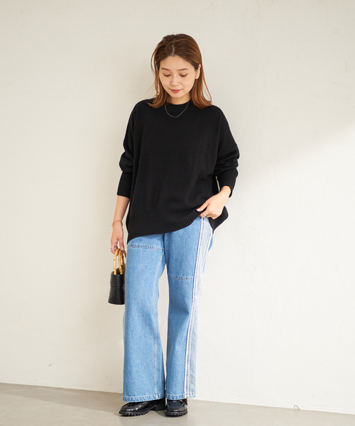 美品　ジャーナルスタンダード　カシミヤ100%クルーネックプルオーバー　ブルー JOURNAL STANDARD（ジャーナルスタンダード）の「カシミヤクルーネック