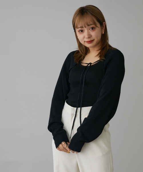 mebole(メボレ)の「リボンボレロカーディガン(カーディガン/ボレロ・レディース・ホワイト/グリーン/パープル/ブルー/ブラック・FREE)」の15枚目の写真