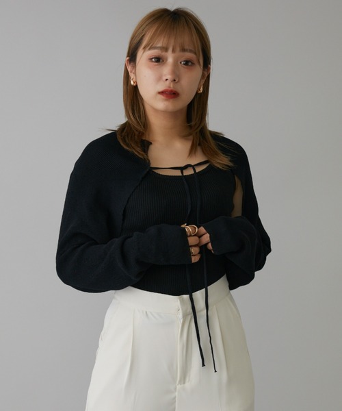 mebole(メボレ)の「リボンボレロカーディガン(カーディガン/ボレロ・レディース・ホワイト/グリーン/パープル/ブルー/ブラック・FREE)」の16枚目の写真