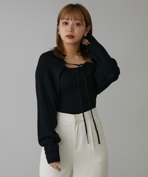 mebole(メボレ)の「リボンボレロカーディガン(カーディガン/ボレロ・レディース・ホワイト/グリーン/パープル/ブルー/ブラック・FREE)」の17枚目の写真