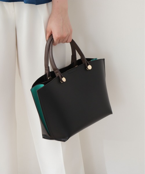 N.（N. Natural Beauty Basic）（エヌエヌナチュラルビューティーベーシック）の「サイドカラーリングミニショルダーバッグ（トートバッグ・レディース・ホワイト/ブラック/ベージュ・ﾌﾘ-）」の2枚目の写真