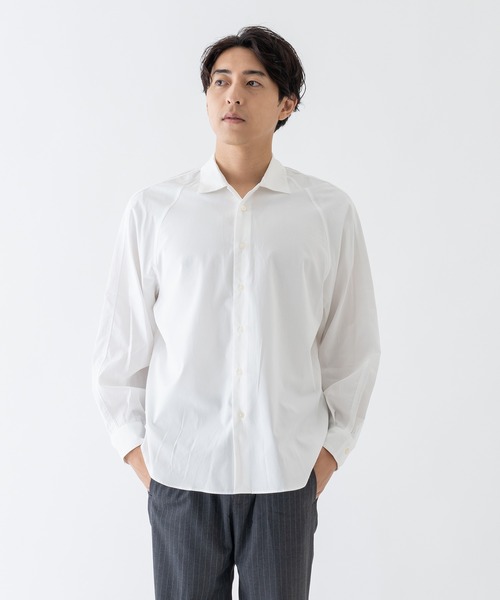 BRICK & SONS（ブリックアンドサンズ）の「コットンレーヨン リラックスラグランスリーブシャツ＜ホワイト＞（シャツ/ブラウス・メンズ・ホワイト・LL/S/M/L）」の2枚目の写真