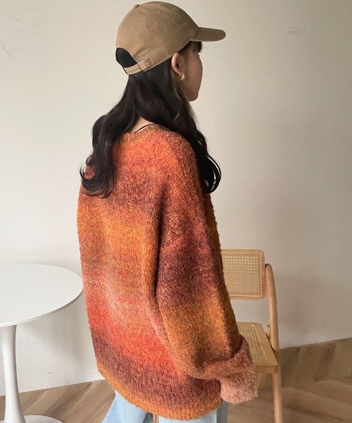 WEGO（ウィゴー）の「WEGO/グラデーションビッグニット（ニット/セーター・レディース・グリーン/オレンジ・FREE）」の12枚目の写真