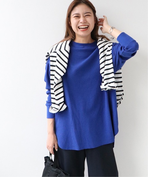 JOURNAL STANDARD relume（ジャーナルスタンダード　レリューム）の「《追加4》TCワッフルオーバーサイズロングスリーブTシャツ（Tシャツ/カットソー・レディース・ホワイト系その他/オートミール/ネイビー/ベージュ系その他/チャコールグレー/ブルー・FREE）」の6枚目の写真