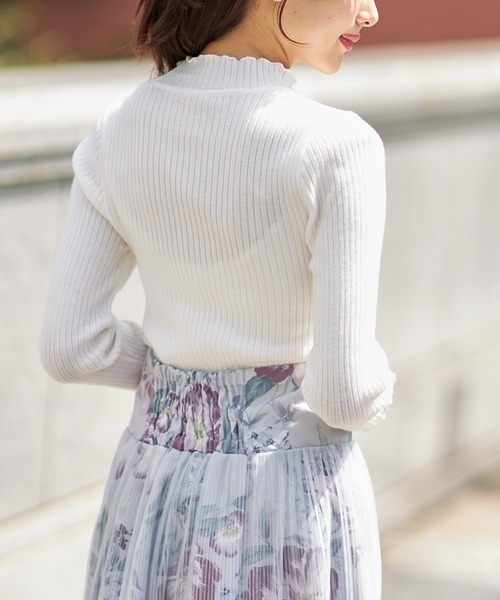 tocco closet（トッコ　クローゼット）の「プチハイネックメローフリルリブニットプルオーバー（ニット/セーター・レディース・ブラック/ブラウン/ピンク/アイボリー・M）」の9枚目の写真