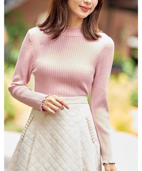 tocco closet（トッコ　クローゼット）の「プチハイネックメローフリルリブニットプルオーバー（ニット/セーター・レディース・ブラック/ブラウン/ピンク/アイボリー・M）」の22枚目の写真