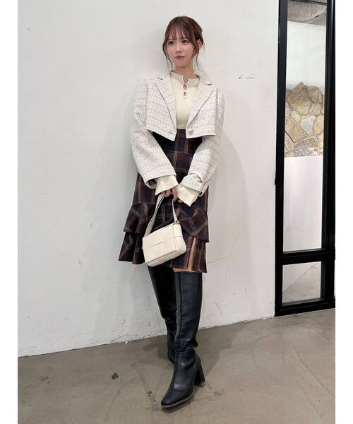 dazzlin（ダズリン）の「コルセットフリルミディスカート（スカート・レディース・オフホワイト/ブラウン・SMALL/MEDIUM）」の15枚目の写真