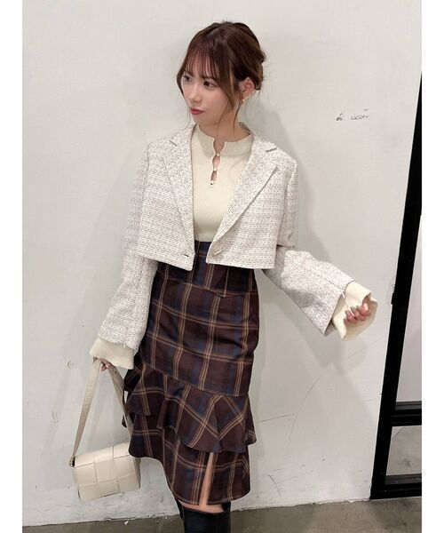 dazzlin（ダズリン）の「コルセットフリルミディスカート（スカート・レディース・オフホワイト/ブラウン・SMALL/MEDIUM）」の16枚目の写真