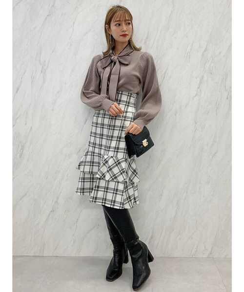 dazzlin（ダズリン）の「コルセットフリルミディスカート（スカート・レディース・オフホワイト/ブラウン・SMALL/MEDIUM）」の18枚目の写真