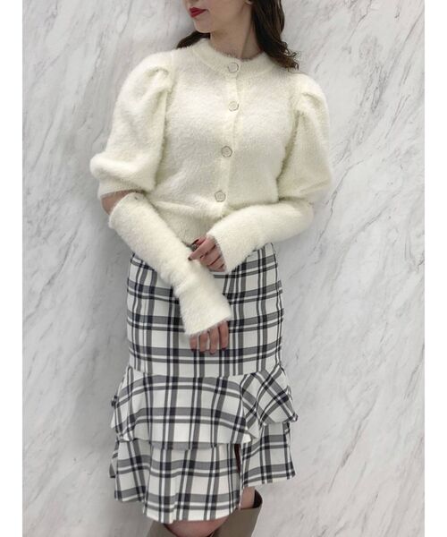 dazzlin（ダズリン）の「コルセットフリルミディスカート（スカート・レディース・オフホワイト/ブラウン・SMALL/MEDIUM）」の5枚目の写真