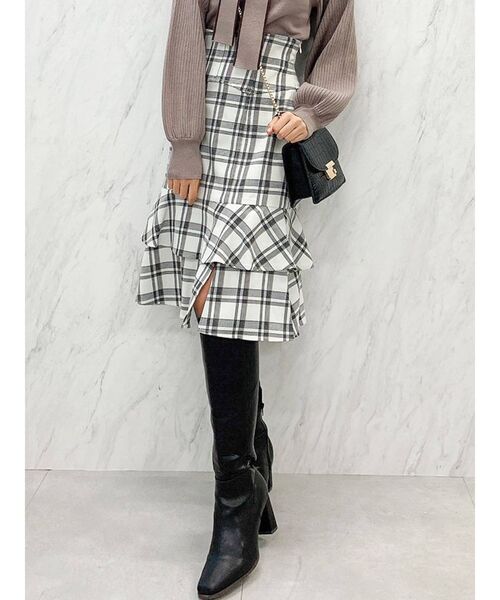 dazzlin（ダズリン）の「コルセットフリルミディスカート（スカート・レディース・オフホワイト/ブラウン・SMALL/MEDIUM）」の2枚目の写真