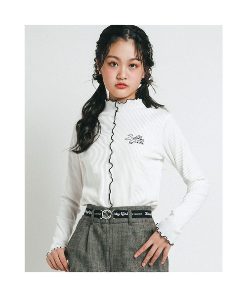 ZIDDY（ジディ）の「ZIDDY/配色センターメロウテレコニット(130~160cm)（ニット/セーター・キッズ・ホワイト/ブラック・140/130/160/150）」の2枚目の写真