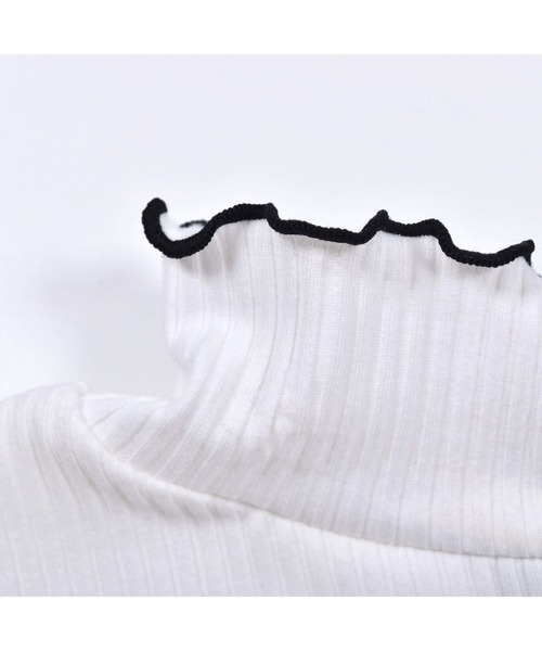 ZIDDY（ジディ）の「ZIDDY/配色センターメロウテレコニット(130~160cm)（ニット/セーター・キッズ・ホワイト/ブラック・140/130/160/150）」の3枚目の写真